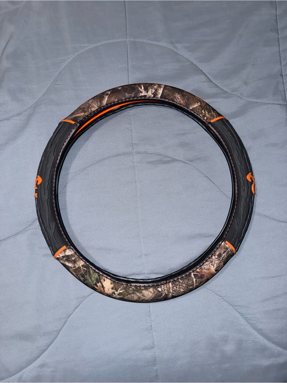 Brand New Camo Steering Wheel Cover with Orange Accents